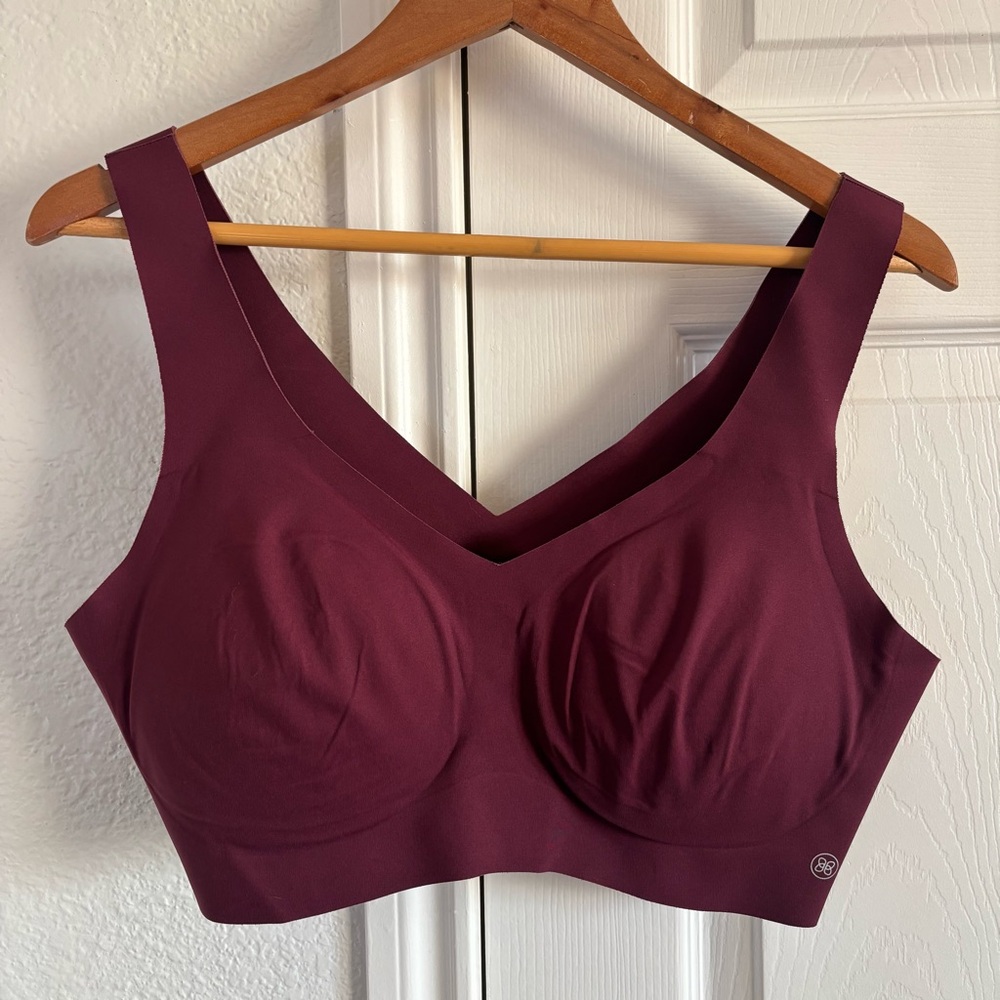 Honeylove Women's Burgundy Wireless V Neck Bra Comfort Support Casual Size 1X